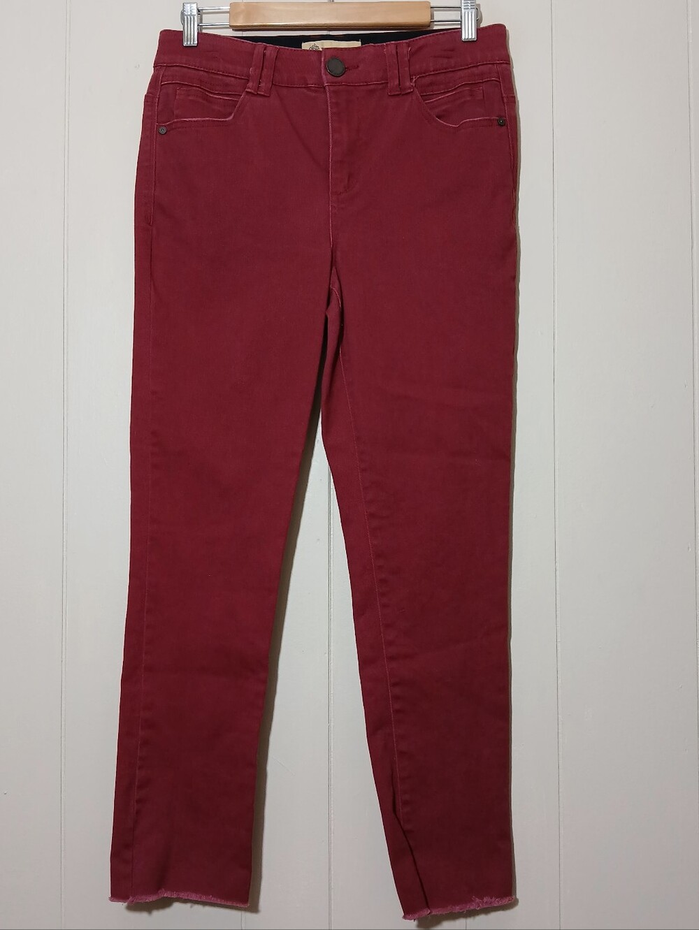Democracy Ab Technology Jeans Burgundy Straight Raw Hem Stretch Denim BN2163YDM